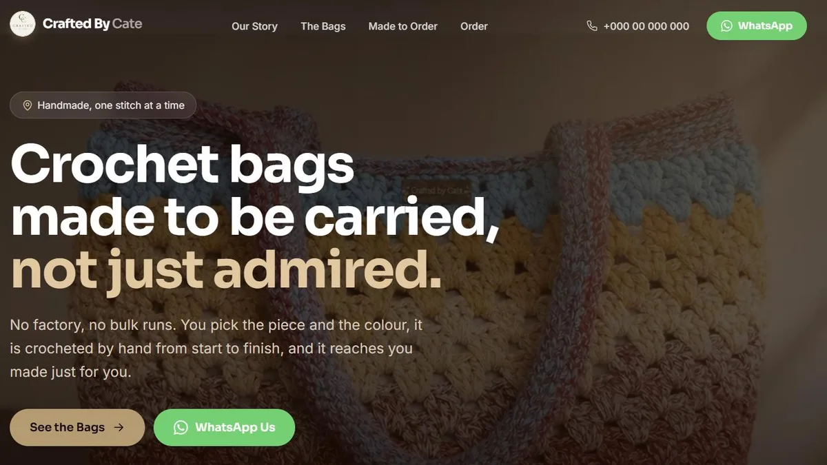 Screenshot of the Handmade crochet bags