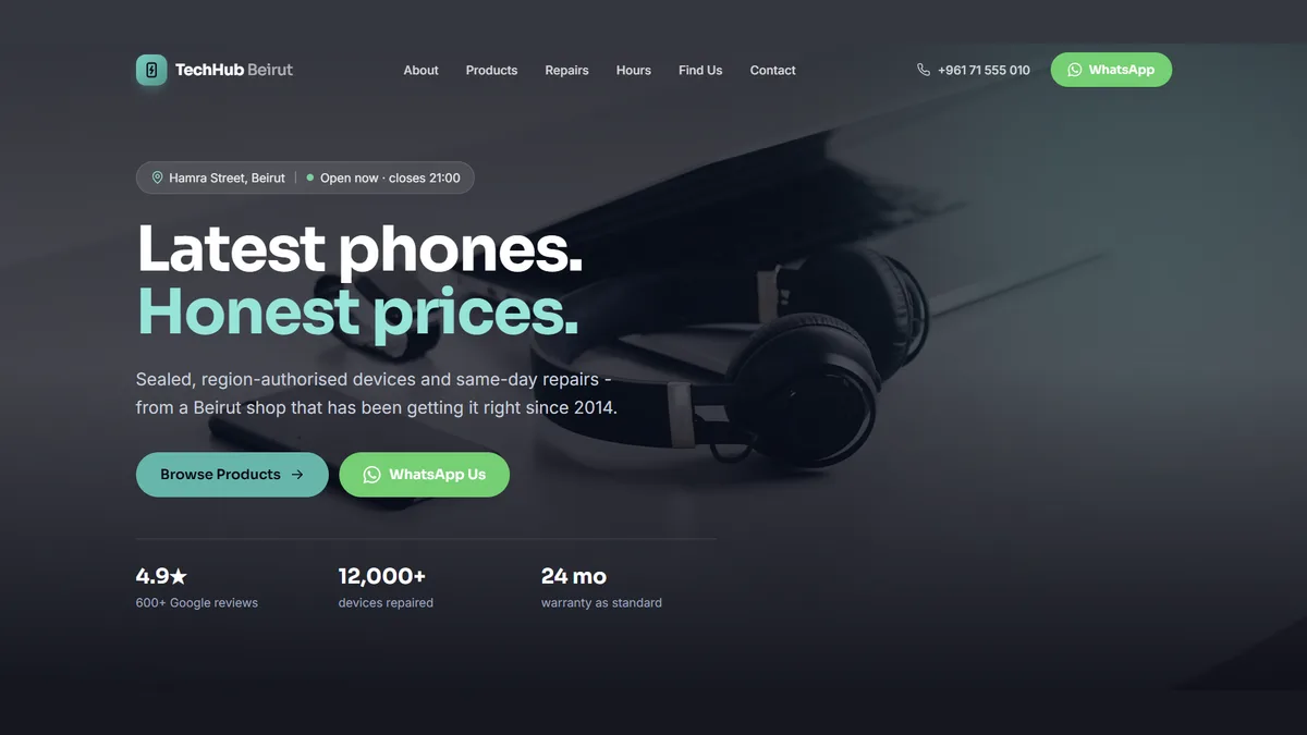 Screenshot of the Phone & electronics shop